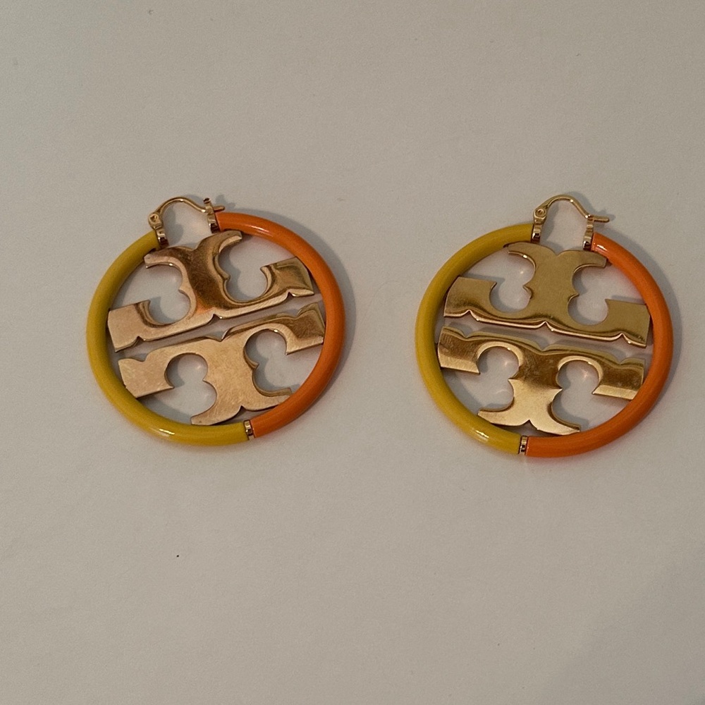 Tory Burch Gold, Yellow, and Orange Hoop Earrings